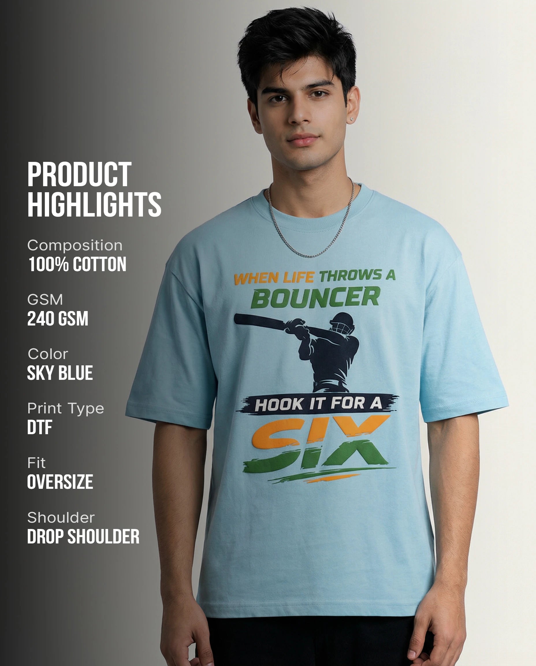 Hook It For A SIX Sky Blue T-Shirt