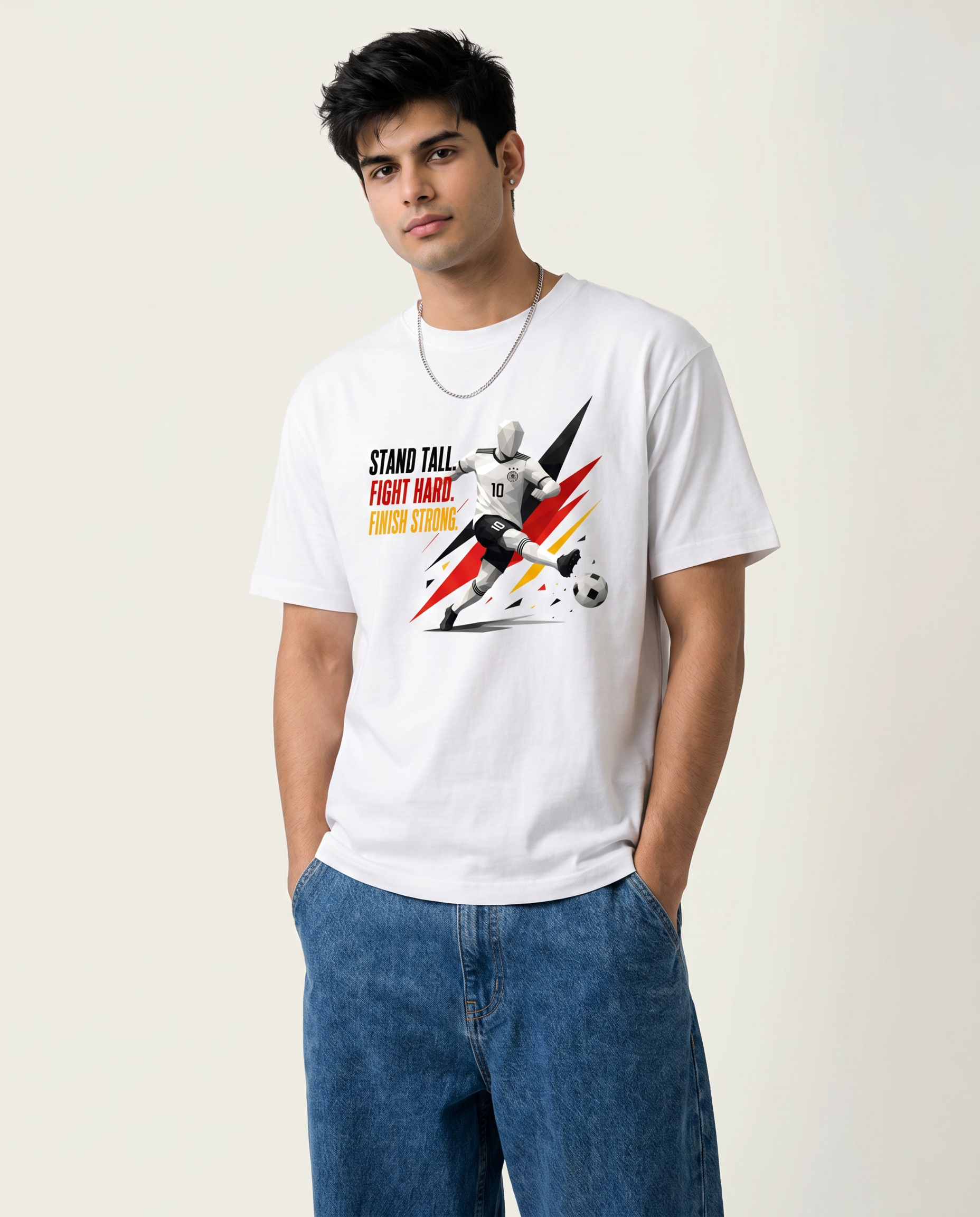 Geometric Football Graphic T-Shirt - White