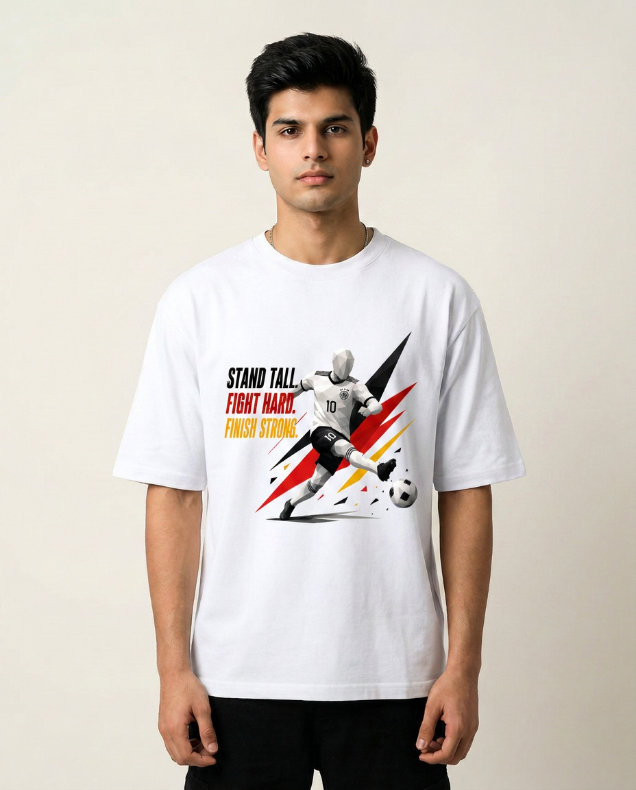 Geometric Football Graphic T-Shirt - White