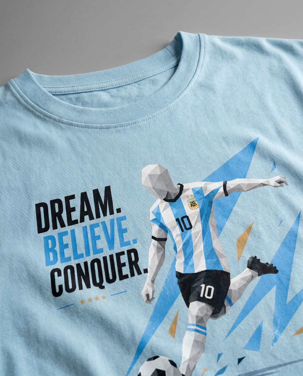 Geometric Football Graphic T-Shirt - Sky Blue