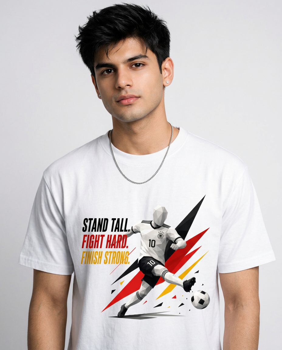 Geometric Football Graphic T-Shirt - White